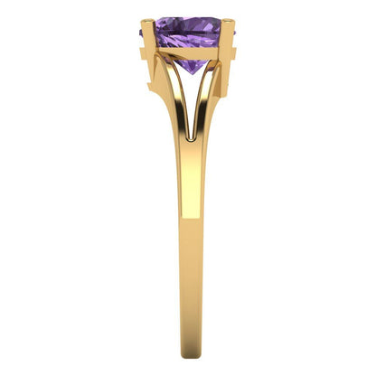 1 cttw Simulated Alexandrite Solitaire  Engagement Ring - Solid Gold (Heart Cut,6.5mm)