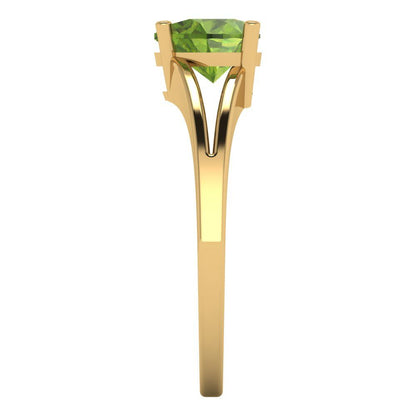 1 cttw Natural Peridot Solitaire  Engagement Ring - Solid Gold (Heart Cut,6.5mm)