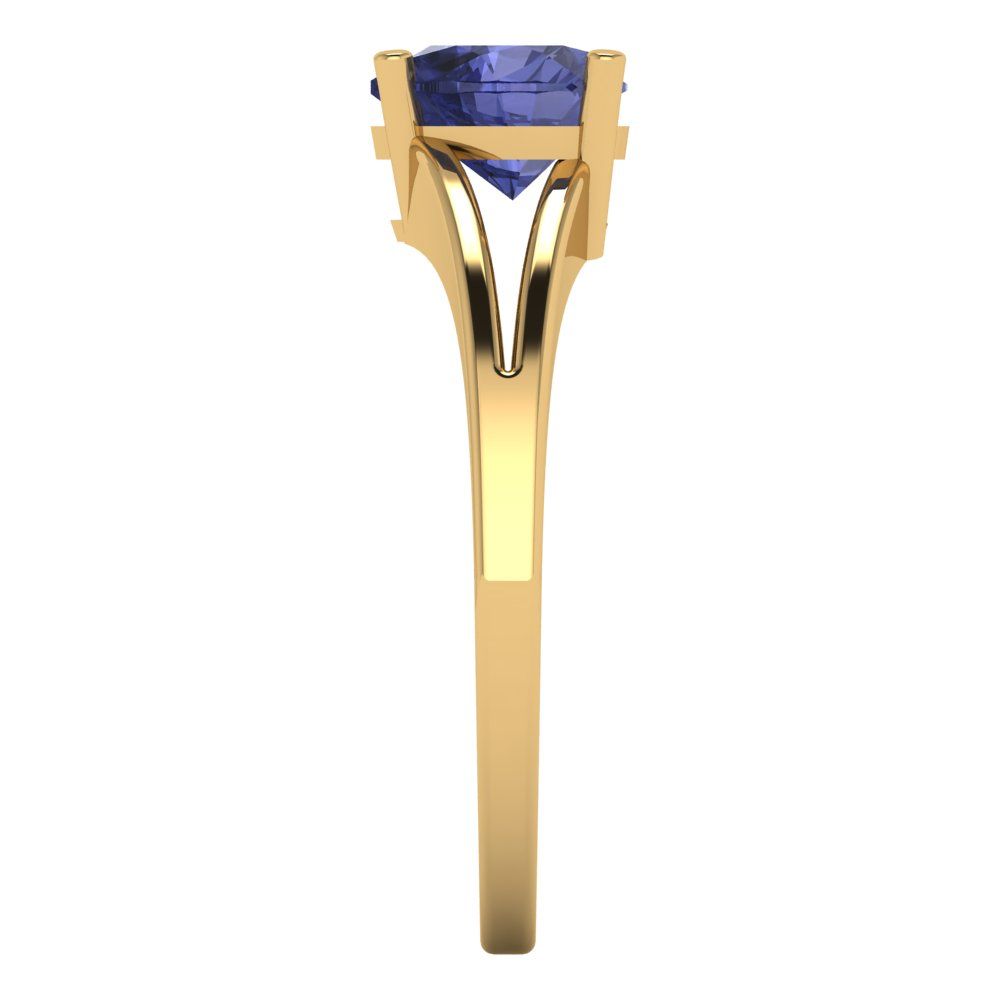 1 cttw Simulated Tanzanite Solitaire  Engagement Ring - Solid Gold (Heart Cut,6.5mm)