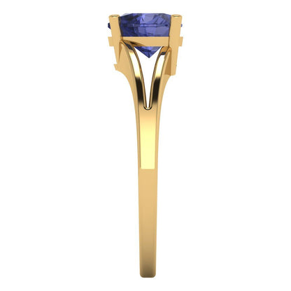 1 cttw Simulated Tanzanite Solitaire  Engagement Ring - Solid Gold (Heart Cut,6.5mm)