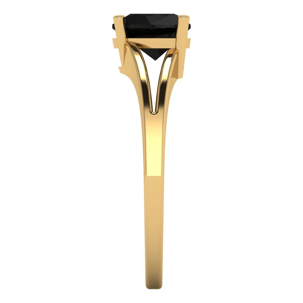 1 cttw Natural Onyx Solitaire  Engagement Ring - Solid Gold (Heart Cut,6.5mm)