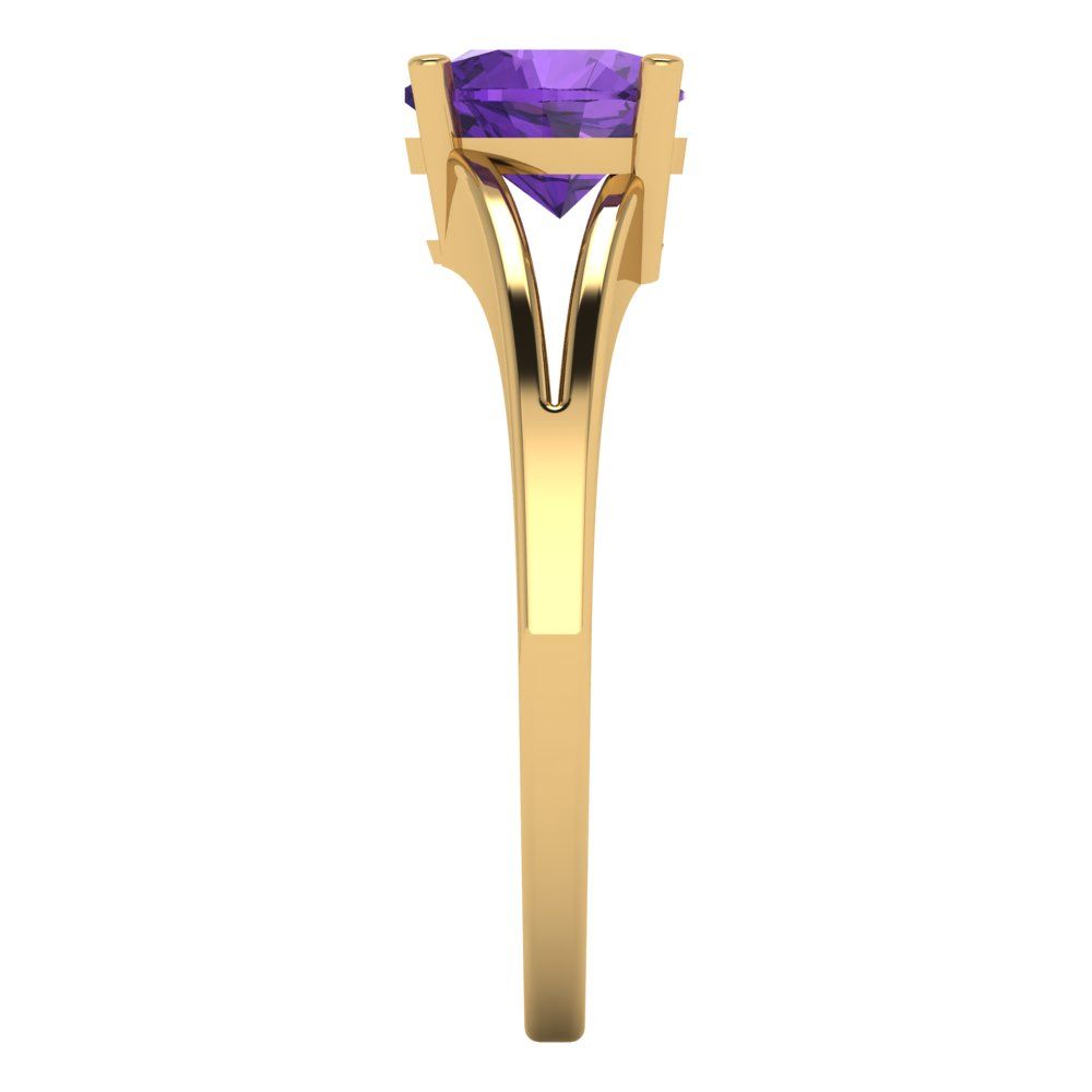 1 cttw Natural Amethyst Solitaire  Engagement Ring - Solid Gold (Heart Cut,6.5mm)