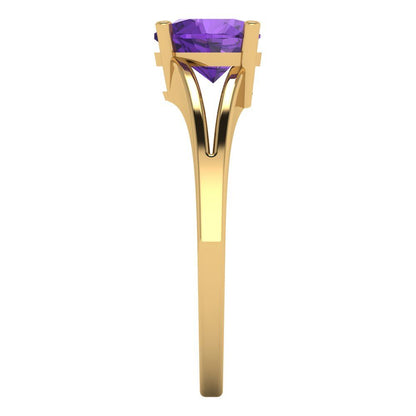 1 cttw Natural Amethyst Solitaire  Engagement Ring - Solid Gold (Heart Cut,6.5mm)