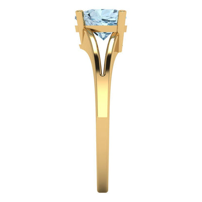 1 cttw Natural Swiss Blue Topaz Solitaire  Engagement Ring - Solid Gold (Heart Cut,6.5mm)