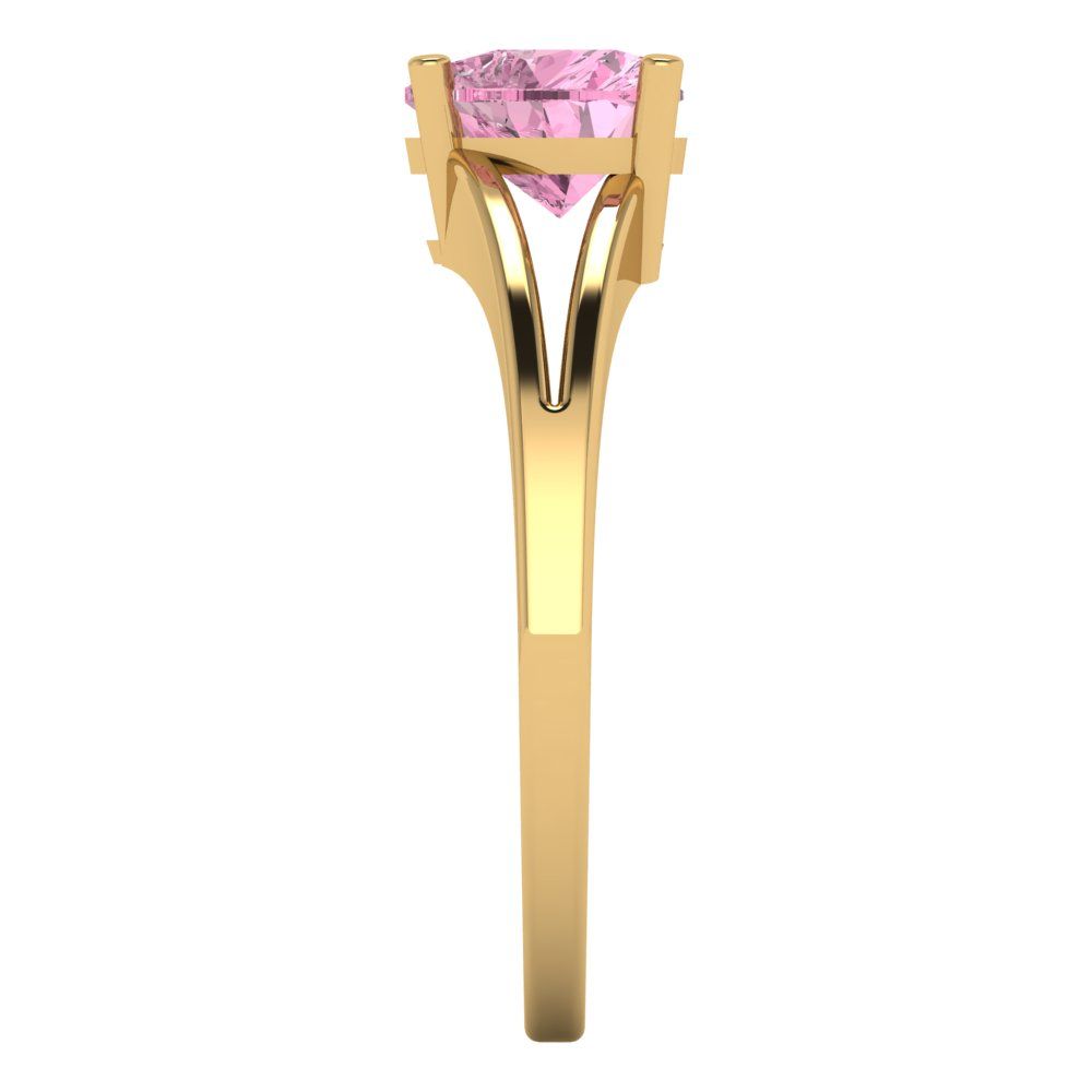 1 cttw Zirconia Simulated Pink Diamond Solitaire  Engagement Ring - Solid Gold (VVS1, Heart Cut,6.5mm)