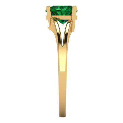 1 cttw Simulated Emerald Solitaire  Engagement Ring - Solid Gold (Heart Cut,6.5mm)