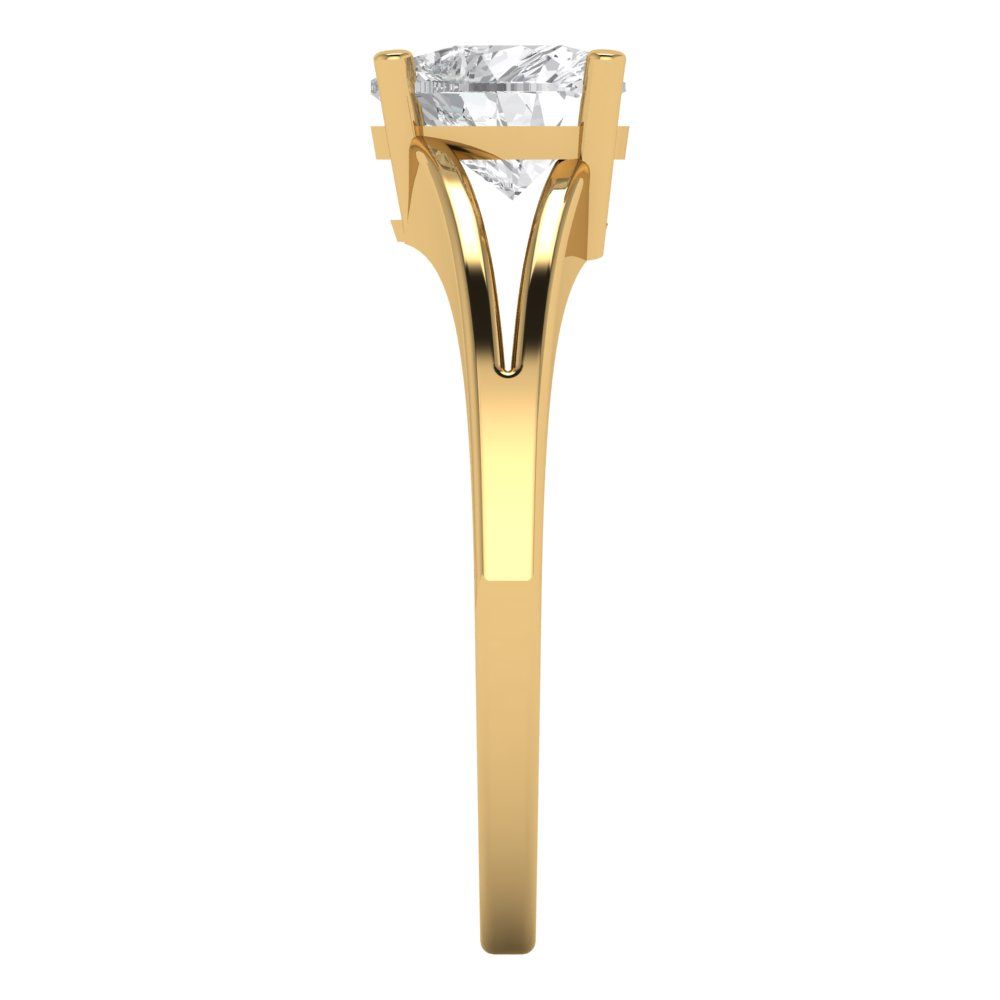 1 cttw Certified Moissanite Solitaire  Engagement Ring - Solid Gold (VVS1, D-F,Heart Cut,6.5mm)