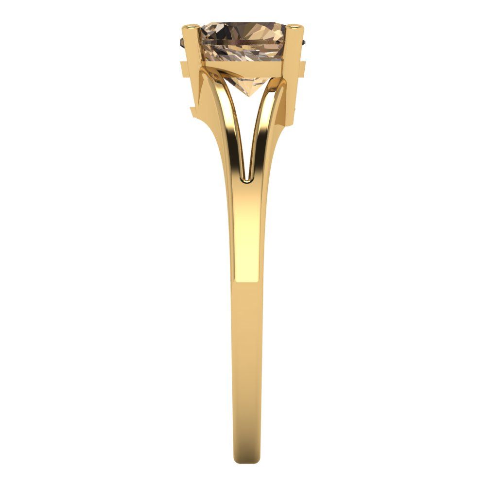 1 cttw Zirconia Simulated Champagne Diamond Solitaire  Engagement Ring - Solid Gold (VVS1, Heart Cut,6.5mm)