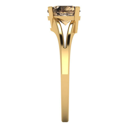 1 cttw Zirconia Simulated Champagne Diamond Solitaire  Engagement Ring - Solid Gold (VVS1, Heart Cut,6.5mm)