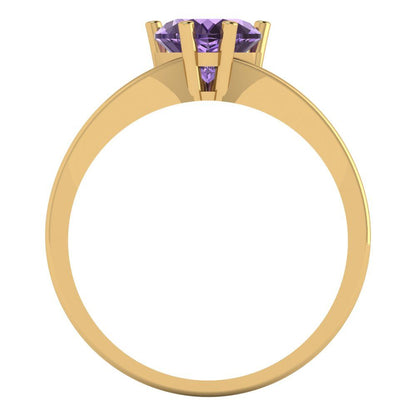 1 cttw Simulated Alexandrite Solitaire  Engagement Ring - Solid Gold (Heart Cut,6.5mm)