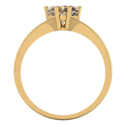 1 cttw Yellow Moissanite Solitaire  Engagement Ring - Solid Gold (Heart Cut,6.5mm)