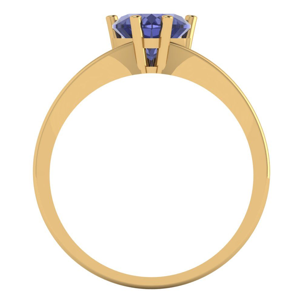 1 cttw Simulated Tanzanite Solitaire  Engagement Ring - Solid Gold (Heart Cut,6.5mm)