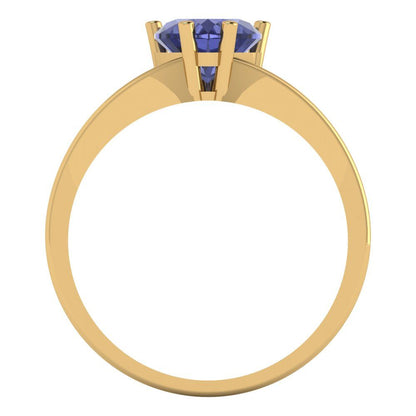 1 cttw Simulated Tanzanite Solitaire  Engagement Ring - Solid Gold (Heart Cut,6.5mm)