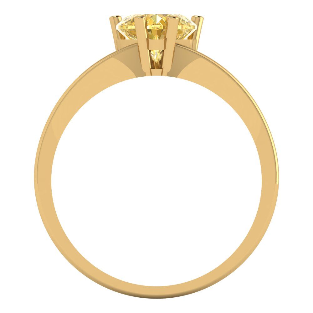 1 cttw Zirconia Simulated Yellow Diamond Solitaire  Engagement Ring - Solid Gold (VVS1, Heart Cut,6.5mm)