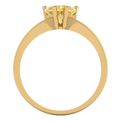 1 cttw Zirconia Simulated Yellow Diamond Solitaire  Engagement Ring - Solid Gold (VVS1, Heart Cut,6.5mm)