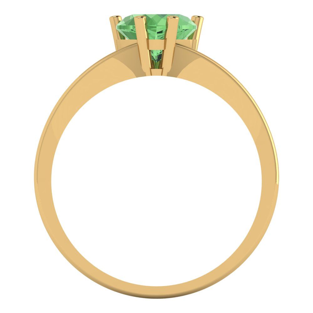 1 cttw Zirconia Simulated Green Diamond Solitaire  Engagement Ring - Solid Gold (VVS1, Heart Cut,6.5mm)