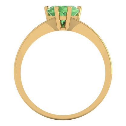 1 cttw Zirconia Simulated Green Diamond Solitaire  Engagement Ring - Solid Gold (VVS1, Heart Cut,6.5mm)