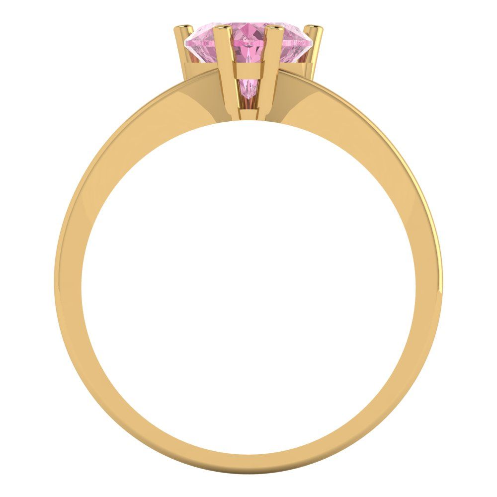 1 cttw Zirconia Simulated Pink Diamond Solitaire  Engagement Ring - Solid Gold (VVS1, Heart Cut,6.5mm)