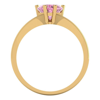 1 cttw Zirconia Simulated Pink Diamond Solitaire  Engagement Ring - Solid Gold (VVS1, Heart Cut,6.5mm)