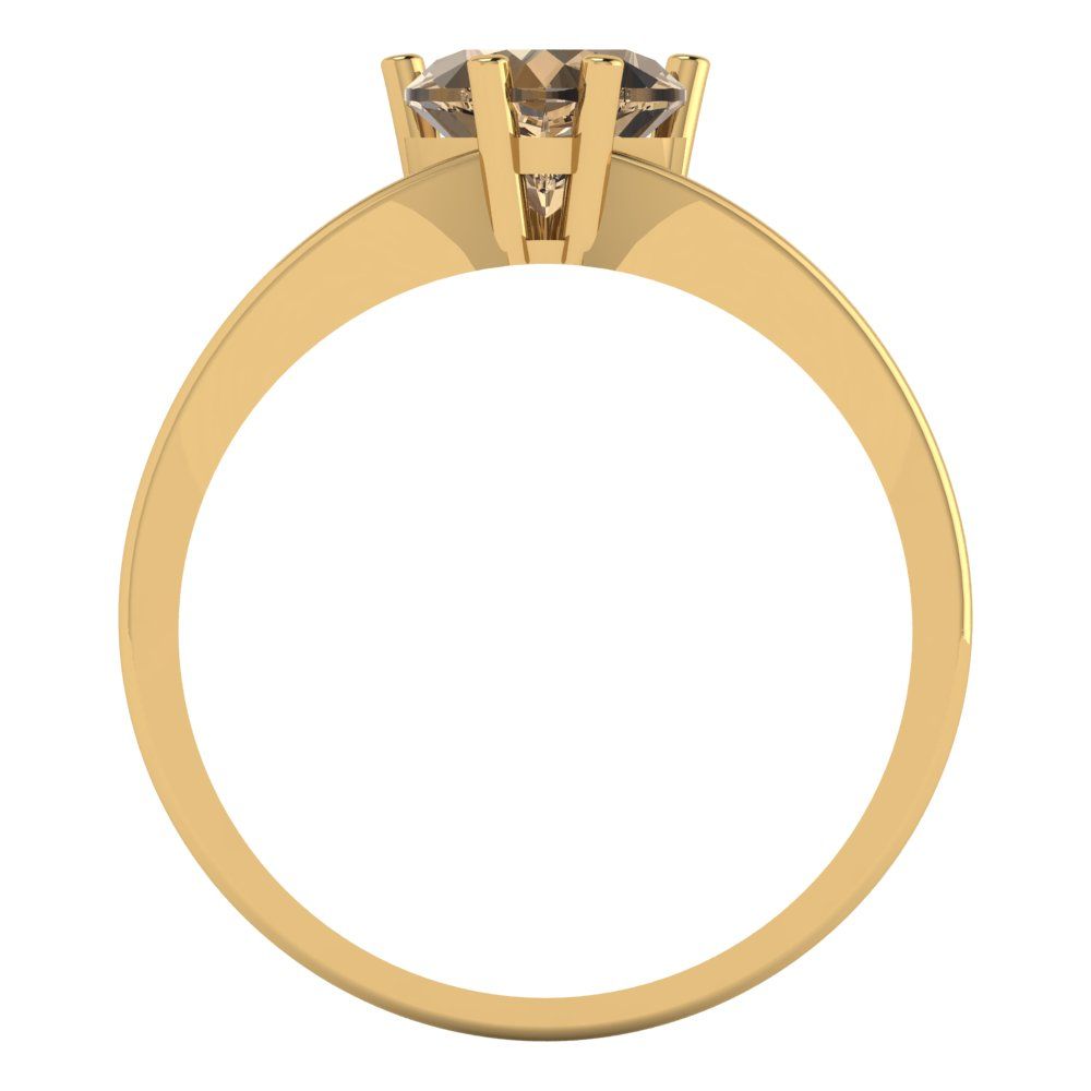 1 cttw Zirconia Simulated Champagne Diamond Solitaire  Engagement Ring - Solid Gold (VVS1, Heart Cut,6.5mm)