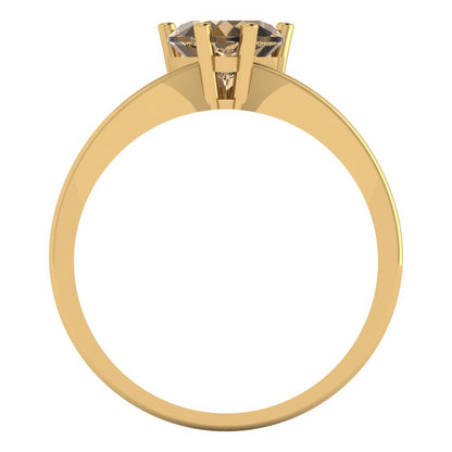 1 cttw Zirconia Simulated Champagne Diamond Solitaire  Engagement Ring - Solid Gold (VVS1, Heart Cut,6.5mm)