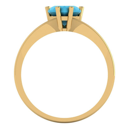 1 cttw Simulated Turquoise Solitaire  Engagement Ring - Solid Gold (Heart Cut,6.5mm)
