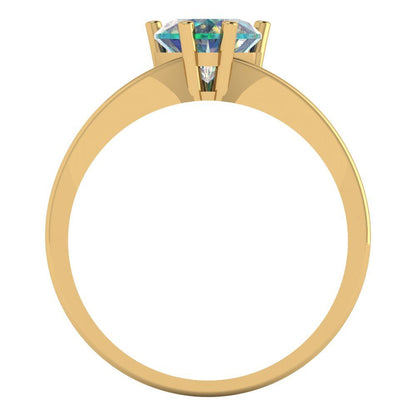 1 cttw Blue Moissanite Solitaire  Engagement Ring - Solid Gold (Heart Cut,6.5mm)