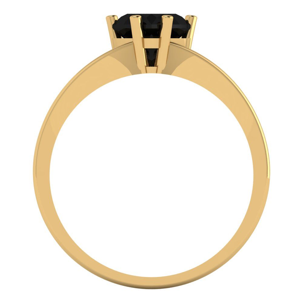1 cttw Natural Onyx Solitaire  Engagement Ring - Solid Gold (Heart Cut,6.5mm)