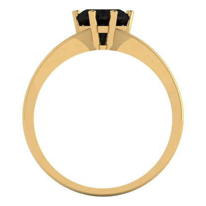 1 cttw Natural Onyx Solitaire  Engagement Ring - Solid Gold (Heart Cut,6.5mm)