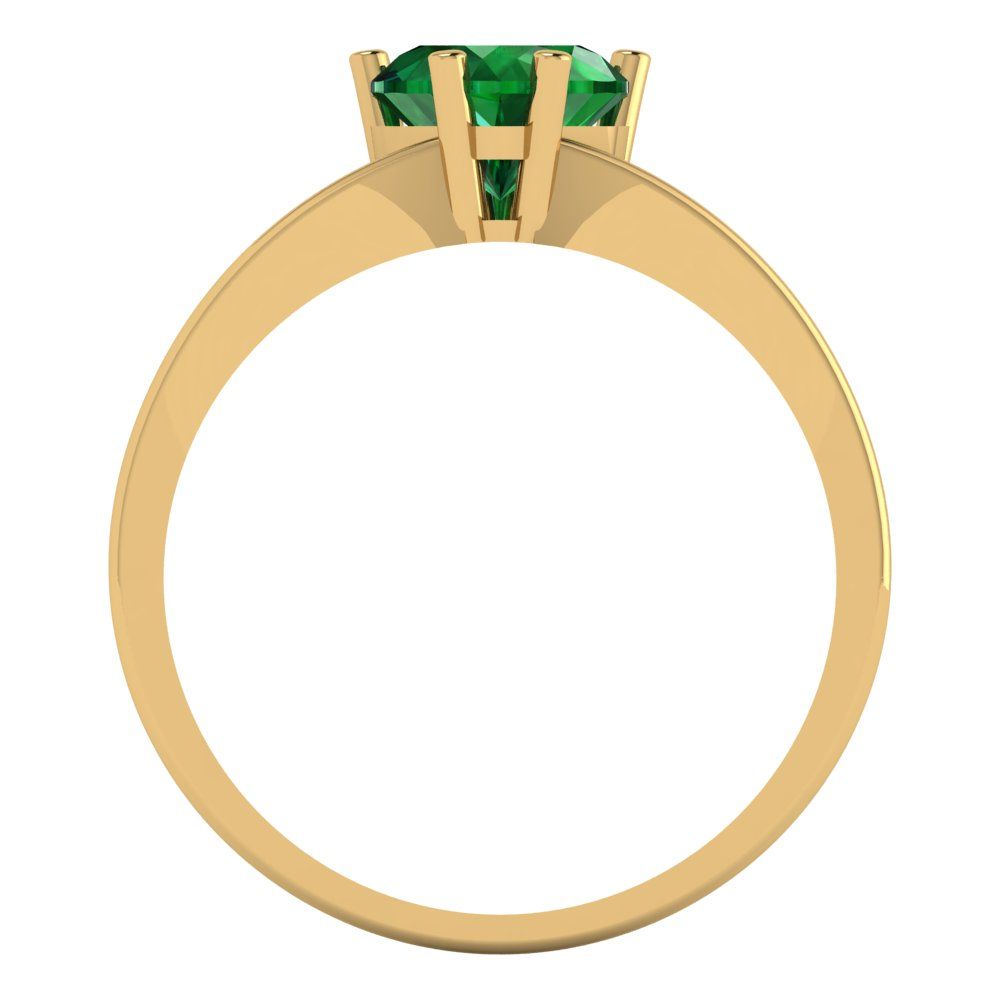 1 cttw Simulated Emerald Solitaire  Engagement Ring - Solid Gold (Heart Cut,6.5mm)