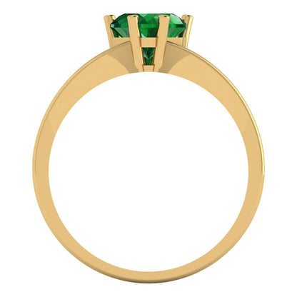 1 cttw Simulated Emerald Solitaire  Engagement Ring - Solid Gold (Heart Cut,6.5mm)