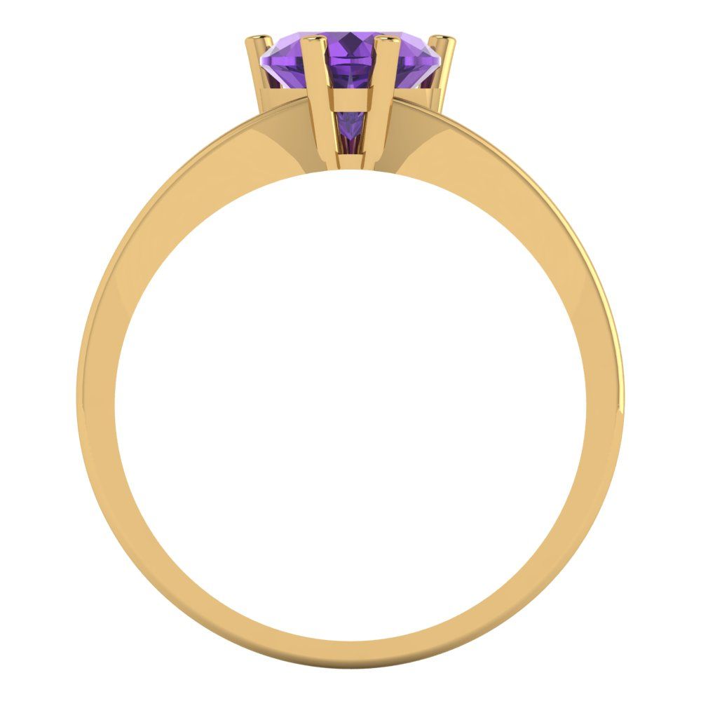 1 cttw Natural Amethyst Solitaire  Engagement Ring - Solid Gold (Heart Cut,6.5mm)