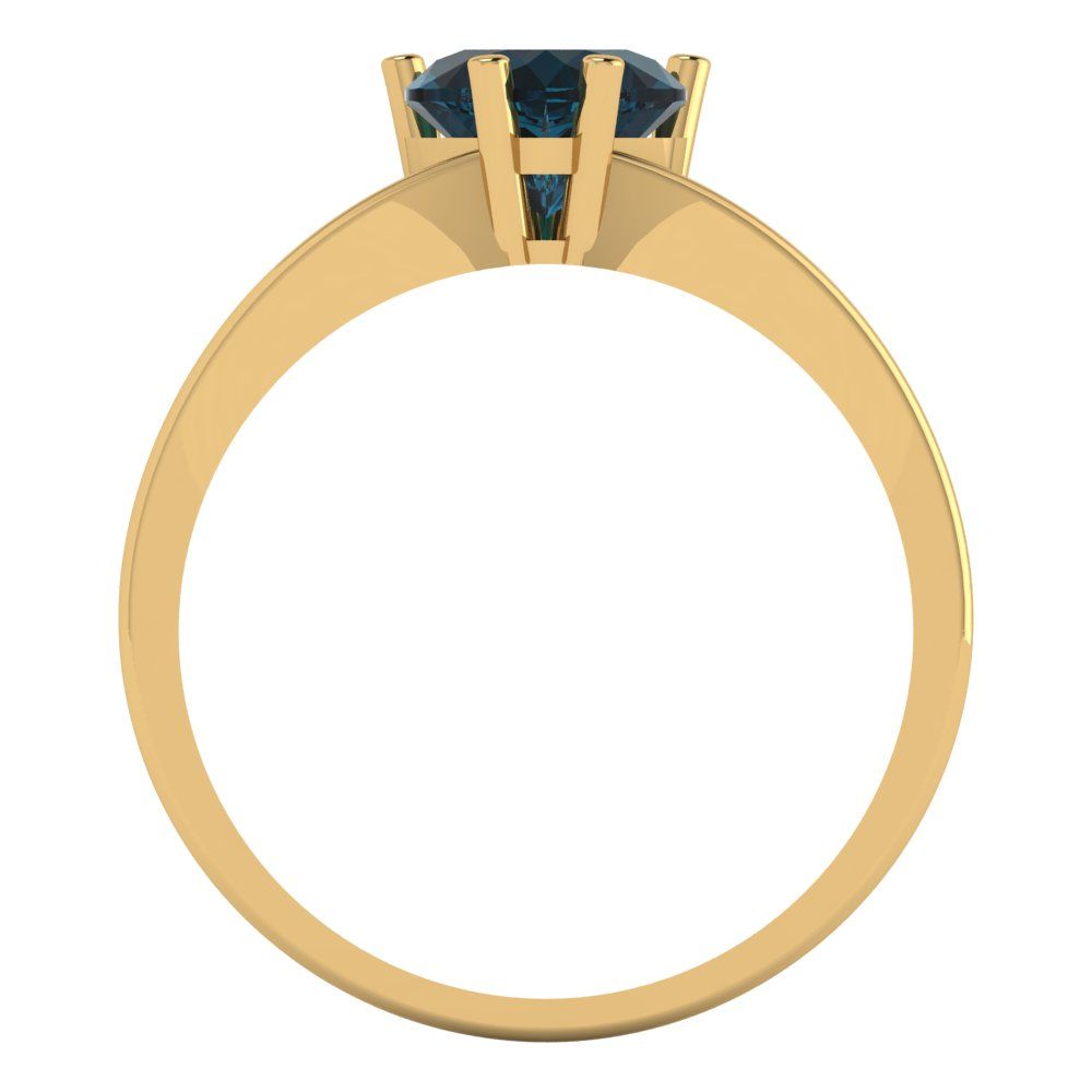 1 cttw Natural London Blue Topaz Solitaire  Engagement Ring - Solid Gold (Heart Cut,6.5mm)