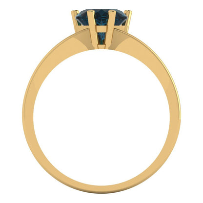 1 cttw Natural London Blue Topaz Solitaire  Engagement Ring - Solid Gold (Heart Cut,6.5mm)