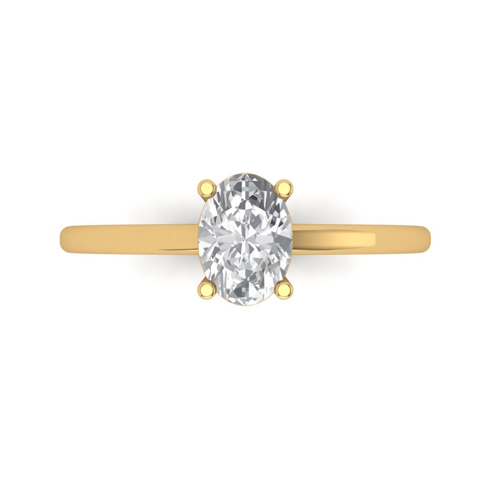 1 cttw Certified Moissanite Solitaire  Engagement Ring - Solid Gold (VVS1, D-F,Oval Cut,7x5mm)