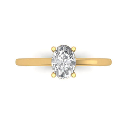 1 cttw Certified Moissanite Solitaire  Engagement Ring - Solid Gold (VVS1, D-F,Oval Cut,7x5mm)