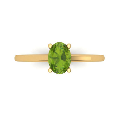 1 cttw Natural Peridot Solitaire  Engagement Ring - Solid Gold (Oval Cut,7x5mm)