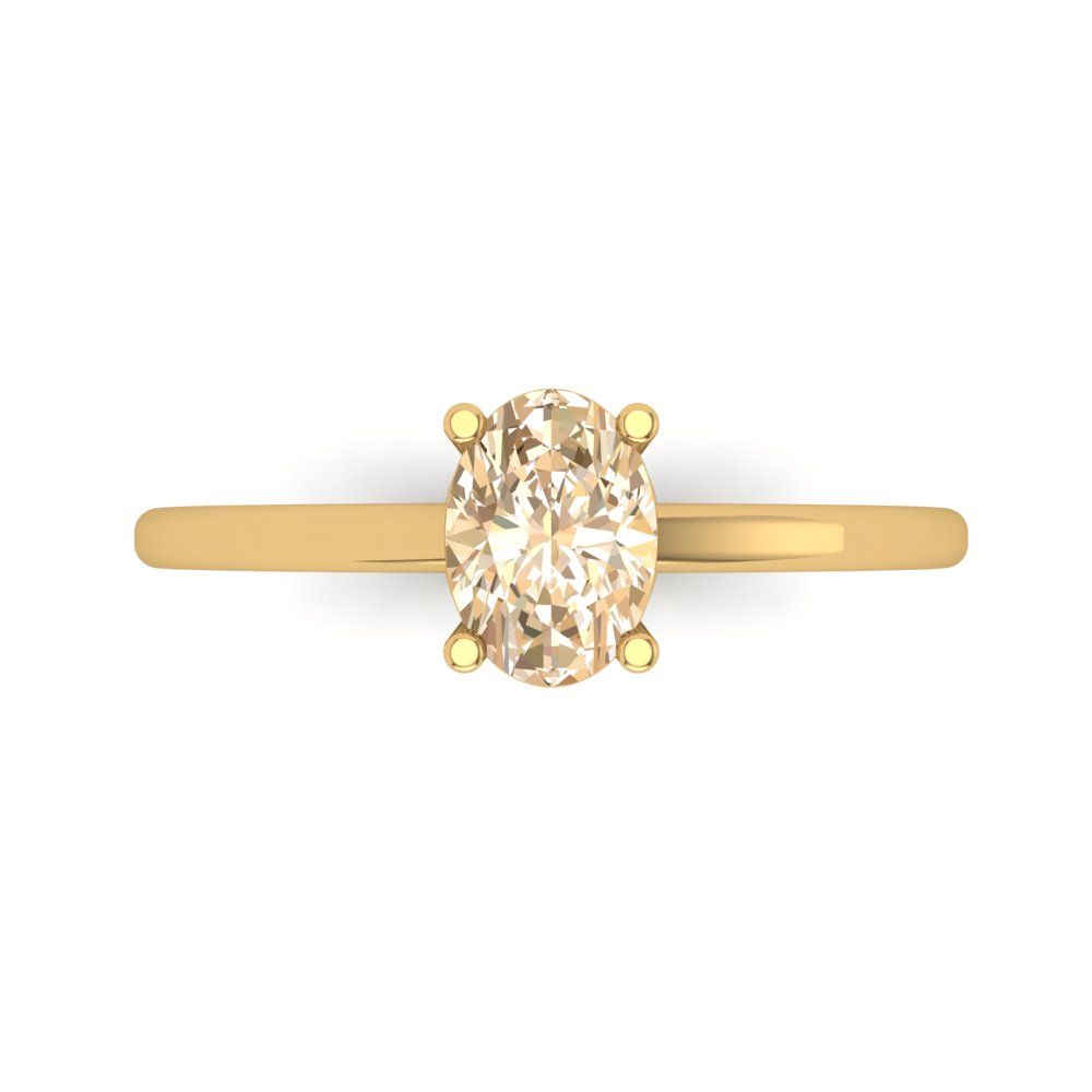 1 cttw Natural Morganite Solitaire  Engagement Ring - Solid Gold (Oval Cut,7x5mm)