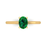 1.0 ct Brilliant Oval Cut Simulated Emerald Stone Yellow Gold Solitaire Ring