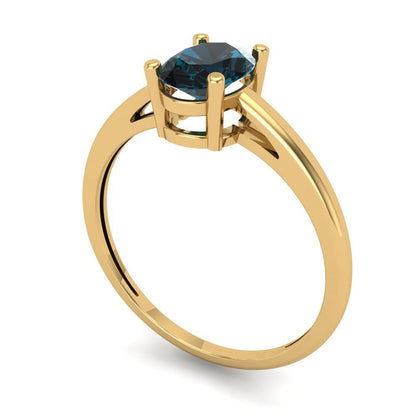1 cttw Natural London Blue Topaz Solitaire  Engagement Ring - Solid Gold (Oval Cut,7x5mm)
