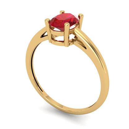 1 cttw Simulated Pink Tourmaline Solitaire  Engagement Ring - Solid Gold (Oval Cut,7x5mm)