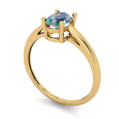 1 cttw Blue Moissanite Solitaire  Engagement Ring - Solid Gold (Oval Cut,7x5mm)