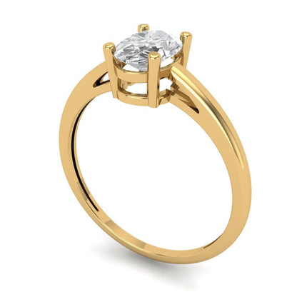 1 cttw Zirconia Simulated Diamond Solitaire  Engagement Ring - Solid Gold (VVS1, Oval Cut,7x5mm)