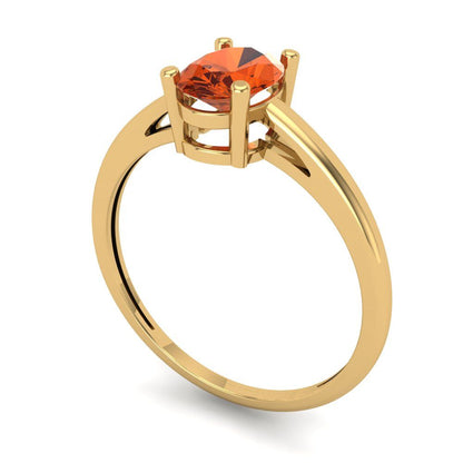 1 cttw Zirconia Simulated Red Diamond Solitaire  Engagement Ring - Solid Gold (VVS1, Oval Cut,7x5mm)