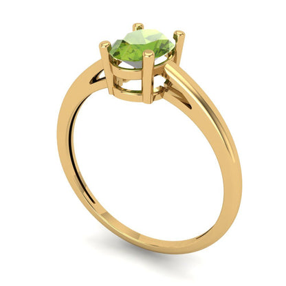 1 cttw Natural Peridot Solitaire  Engagement Ring - Solid Gold (Oval Cut,7x5mm)
