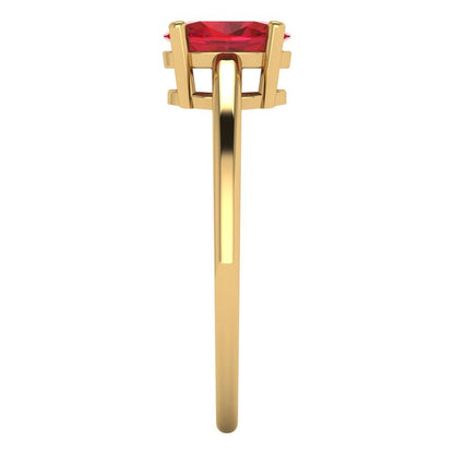 1 cttw Simulated Ruby Solitaire  Engagement Ring - Solid Yellow Gold (VVS1, Oval Cut,7x5mm)