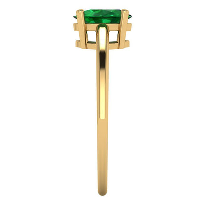1 cttw Simulated Emerald Solitaire  Engagement Ring - Solid Gold (Oval Cut,7x5mm)