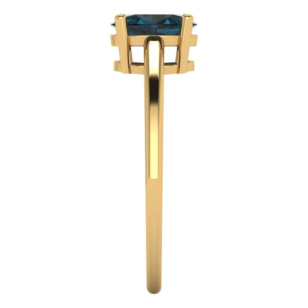 1 cttw Natural London Blue Topaz Solitaire  Engagement Ring - Solid Gold (Oval Cut,7x5mm)