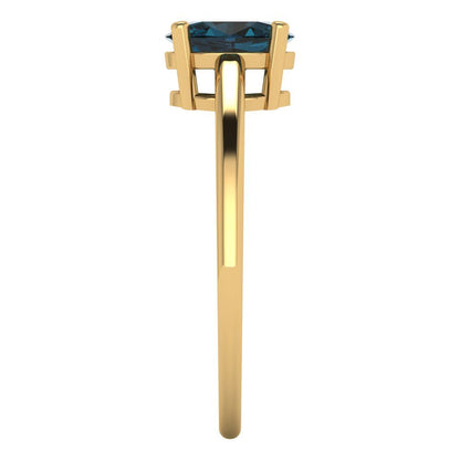 1 cttw Natural London Blue Topaz Solitaire  Engagement Ring - Solid Gold (Oval Cut,7x5mm)