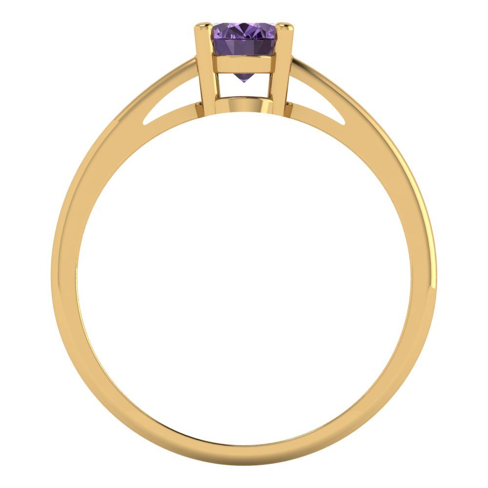 1 cttw Simulated Alexandrite Solitaire  Engagement Ring - Solid Gold (Oval Cut,7x5mm)